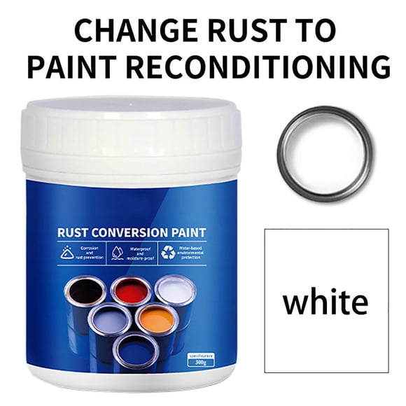 Peinture Convertisseur de Rouille Blanche à Base d'Eau pour Métal, Apprêt Antirouille pour Acier et Fer, Revêtement Protecteur pour Tuiles d'Acier Colorées et Projets de Rénovation, 10,6 Oz