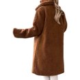 thumbnail image 2 of Innerwin Veste Sherpa à Manches Longues pour Femmes, Manteau Chaud en Polaire à Col Rabattu, Marron 4TG, 2 of 3