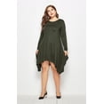 thumbnail image 1 of U.Vomade Women's Fall Plus Size Dress Solid Color Round Neck Long Sleeve Pocket Dress, 1 of 6