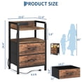 thumbnail image 3 of Outdoor Side Table 2-Tier with Storage – Modern Rustic End Table with 2 Fabric Drawers & Iron Frame – Compact Design for Patio, Bedroom, Living Room – Wood Color (1-Pack), 3 of 7