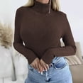 thumbnail image 2 of hoksml Women's Turtleneck Sweater Base Solid Color Slim Fit Knit Pullover Fashion Soft Layering Essential for Winter, 2 of 5