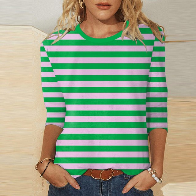 Hauts pour Femmes Chemises Mi-Longues Manches Trois Quarts Chemises Graphiques T-Shirts T-Shirts Décontractés Hauts Tunique à Col Rond Femmes Haut Chemises à Manches Longues Course Chemise à Manches Longues Femmes Courte Femmes Ample