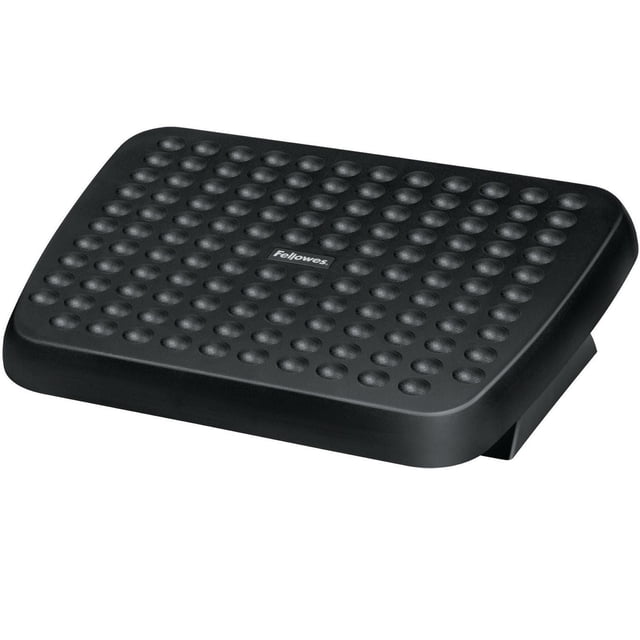 Tabouret Repose-Pieds Standard par Fellowes avec une surface Texturée Noire Présentant des Bosses Circulaires Surélevées, Offrant un Réglage Ergonomique de la Hauteur à Double Position et une Plateforme Flottante pour Étirer les Jambes et Améliorer la circulation, Fabriqué avec 99 % de Matériaux Recyclés Post-Consommation, Mesurant 3,75 par 17,63 par 13,13 Pouces, Idéal pour le Bureau et la Maison.