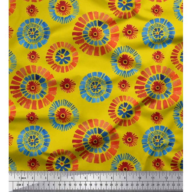 Soimoi polyester Crepe Fabric Brush Stroke Abstract Print Fabric by Yard 52 Inch Wide