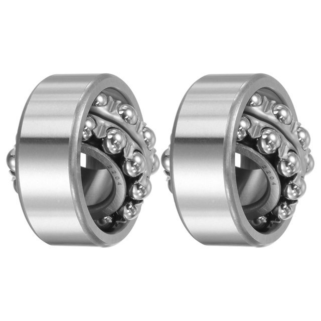 Unique Bargains Roulements à Billes Auto-Alignés 20x47x18mm 2204, Type Ouvert, Acier Chromé, Lot de 2