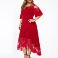 thumbnail image 3 of CHUANK Summer Plus Size Maxi Dresses For Wedding Guest Lace Stitching Dress Cold Shoulder Long Dresses Short Sleeve, 3 of 5