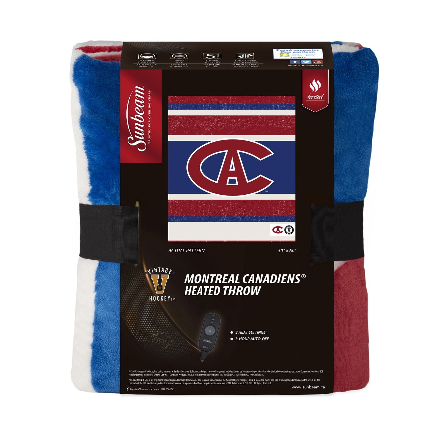 Sunbeam® Montrel Canadiens® Heated Throw