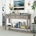thumbnail image 1 of MODERNLUXE Table Console Rétro de 50 Pouces, Table de Sofa, Table d'Entrée avec 3 Tiroirs et Tablette Inférieure Ouverte pour Entrée, Couloir et Salon, Gris, 1 of 7
