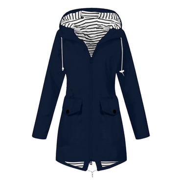 yievot Imperméables pour Femmes Femmes Manteau de Pluie Uni Extérieur Grande Taille Imperméable à Capuche Coupe-Vent Manteau Ample Trenchs