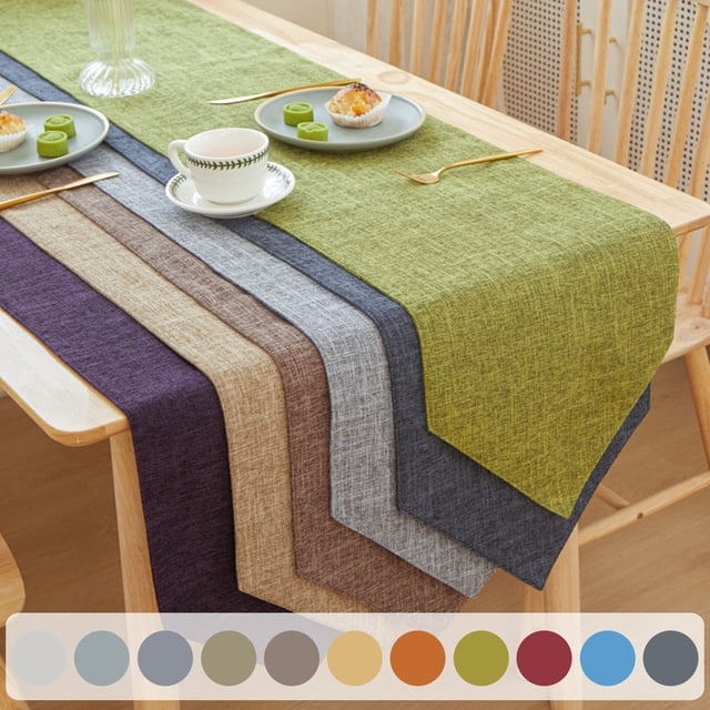JASKFLY Long Table Sheer Runner for Weddings & Parties Solid Color Linen Table Runner 30x210cm(120-150cm Tables)Beige