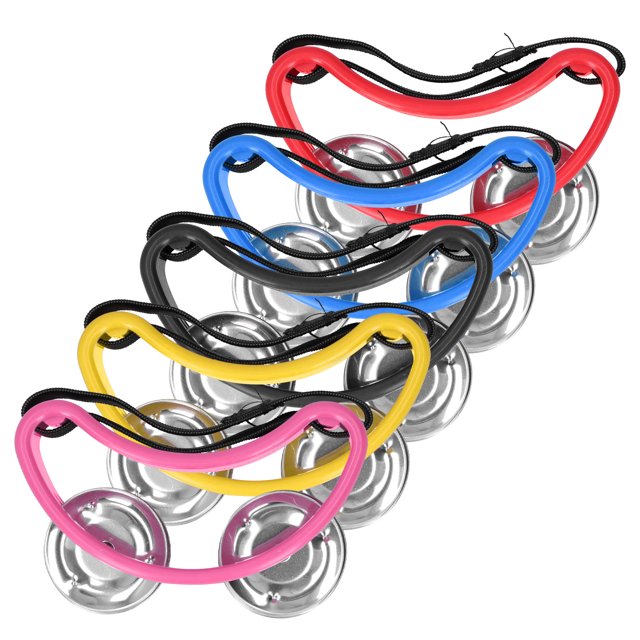 Cergrey 5Pcs Foot Tambourine Metal Jingles Percussion Instrument Rhythm Jingles Bell ABS