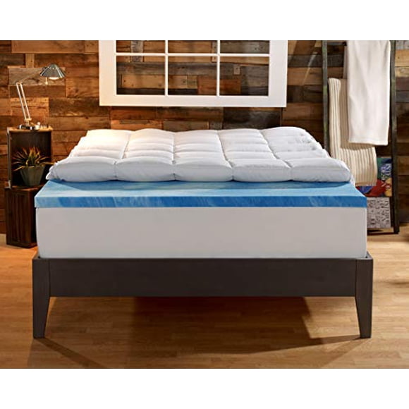 Sleep Innovations Gel Memory Foam 4-inch Dual Layer Mattress Topper, Made in The USA with a 10-Year Warranty - California King Size