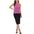 thumbnail image 2 of INSPIRE CHIC Women's Ruffle Neck Keyhole Back Sleeveless Floral Lace Peplum Top Purple S, 2 of 5