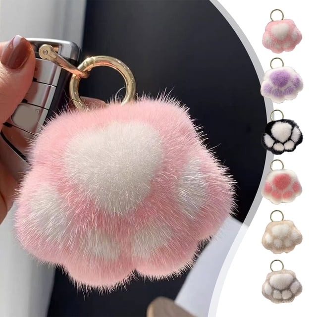 Yhmxh Colorful Plush Keychain-Cute Stuff Pendant Paw Pad Keyring Keychain Gift for Handbag,Purse,Backpack,Car Keys
