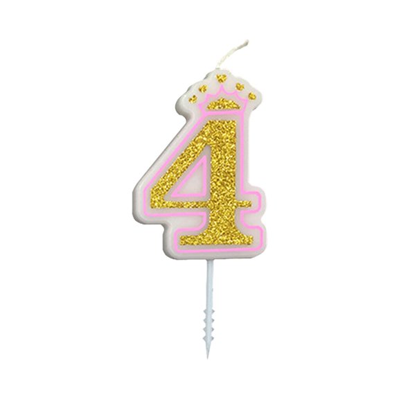 Maoww Bougie d'Anniversaire de Pâtisserie Poudre Pailletée Dorée Chiffre Fête Tarte Décoration de Gâteau Cadeau pour Enfants, Type 4