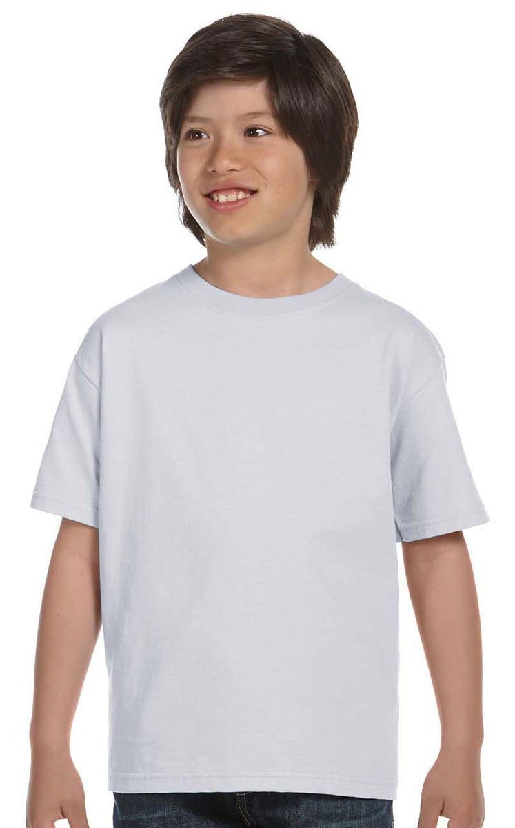 Hanes T-Shirt à Col Ras du Cou Sans Étiquette Comfortsoft pour Garçons, Cendre Moyen