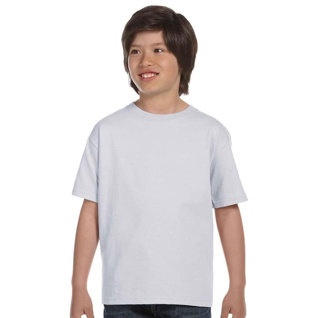 Hanes T-Shirt à Col Ras du Cou Sans Étiquette Comfortsoft pour Garçons, Cendre Moyen