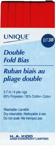 UNIQUE double Fold Bias Tape, 7 mm (0.28 po) × 3.7 m (4.05 vg), Polyester-Cotton, blanc