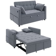 HOMCOM Sofa Bed, Pull Out Sleeper Sofa w/ USB Charging, Adjustable Backrest