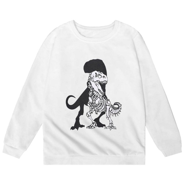 PMVFHDE Liquidation Mode Enfant Chandails à Capuchon & Chandails en Molleton Mode Enfant Personnalité Décontractée Ample Imprimé Col Rond Sans Capuche Manches Longues Chandail en Molleton Blanc,130