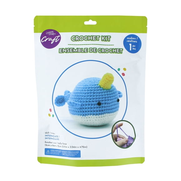 UNIQUE CREATIV CRAFT Crochet Kit - Whale, 1 pc, Age 8+, Intermediate, 13 × 9 × 12 cm (4.7 in)