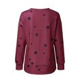 thumbnail image 4 of MAWCLOS T-shirt pour Femmes à Col Rond T-shirt à Imprimé d'Étoiles T-shirt Sport Tenue Quotidienne Chandail à Manches Longues Rouge Vin G, 4 of 6