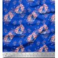 thumbnail image 1 of Soimoi Blue Heavy Canvas Fabric Cage & Roses Floral Decor Fabric Printed Yard 58 Inch Wide, 1 of 6