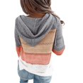 thumbnail image 2 of Women Casual Sweater Rib Knitted Long Sleeve Loose Fitting Pullover Hooded Drawstring Sweater, 2 of 6