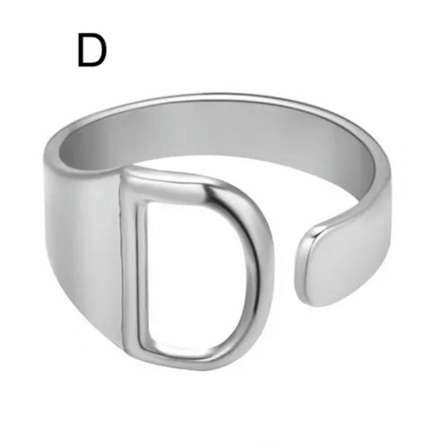 CUITING Bague Mode Ajustable Initiale Alphabet Lettre A-Z Bagues pour Femmes Bijoux-Argent C