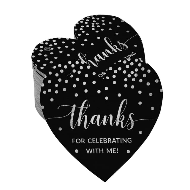 Inkdotpot Pack Of 100 Real Silver Foil Paper Tags Thanks For Celebrating With Me Birthday Favor Hang Tags