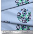thumbnail image 2 of Soimoi Modal Satin Fabric Leaves & Floral Block Print Fabric by The Yard 42 Inch Wide, 2 of 3