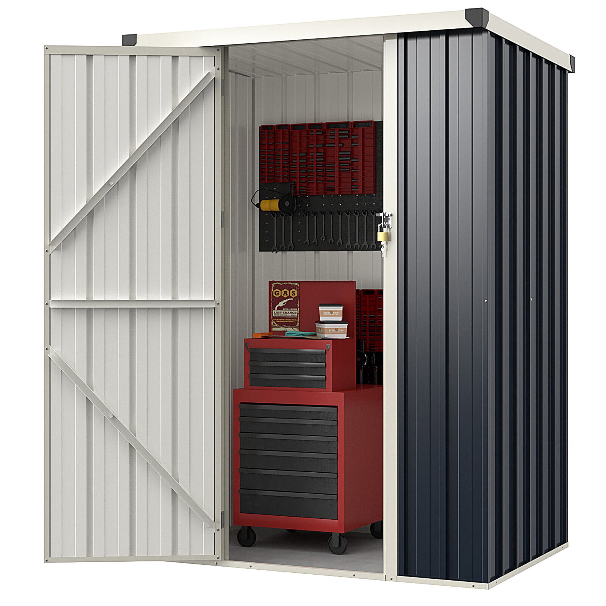 Gymax 4 x 3 FT Metal Outdoor Storage Shed w/ Lockable Door Garden