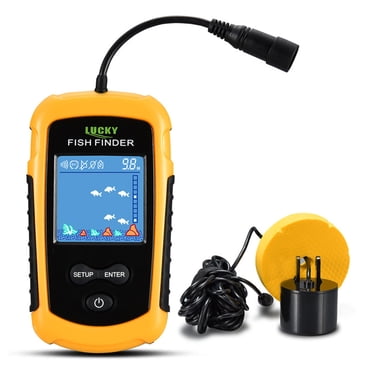 LUCKY Détecteur de Poissons Portable avec Écran LCD Couleur de 2,0 Pouces, Plage de Profondeur de 100 m, Angle de Faisceau de 45°, et Transducteur Détachable pour la Pêche en Océan, en Rivière et en Lac