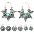 thumbnail image 2 of Allmatch de Luxe Conception Unique Boucles d'Oreilles pour les Femmes, Rétro Femmes Géométriques Tournesol Sculpture Faux Turquoise Boucles d'Oreilles Partie Bijoux 10229, 2 of 8