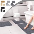 thumbnail image 1 of Bath Mat Set under $5! CQCYD Foam Bath Mat 3-Piece Set, Soft Comfortable Bathroom Rugs, Water Absorbent Non-Slip Toilet Mats, Machine Washable Dark Color Shower Mats, 1 of 9