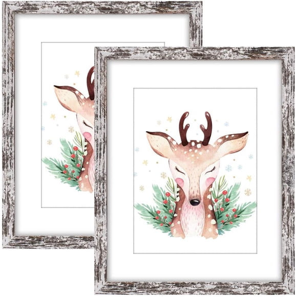 AmPm 11x14 Picture Frame Rustic Brown Wood Set of 6,Display Pictures 8x10 with Mat or 11x14 Without Mat,Multi Photo Frames Collage for Wall