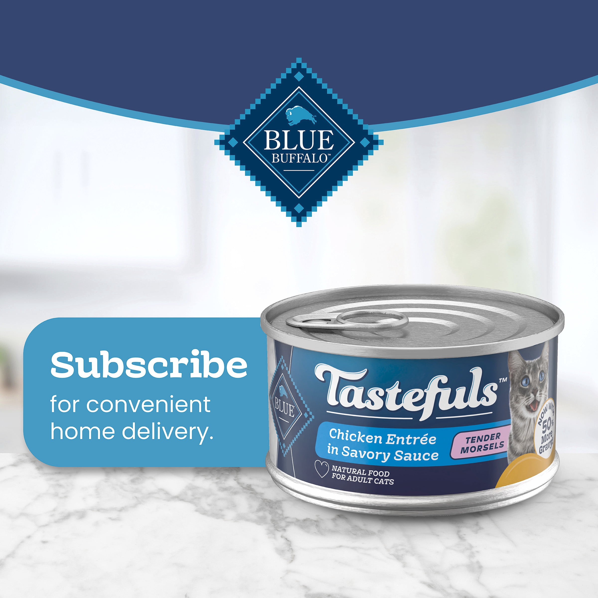 Nourriture Humide pour Chat Adulte Blue Buffalo Tastefuls, Bouchées de Poulet en Sauce