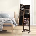 thumbnail image 2 of Costway Jewelry Mirrored Cabinet Armoire Organizer Storage Box with Stand Christmas Gift Brown, 2 of 10