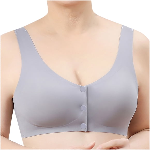 Virmaxy Womens Wireless Bra Solid Color Wirefree High Elastic Large Size Comfortable Bra Solid Color Non Steel Ring High Elastic Oversized Comfortable Bra Dark Gray XL