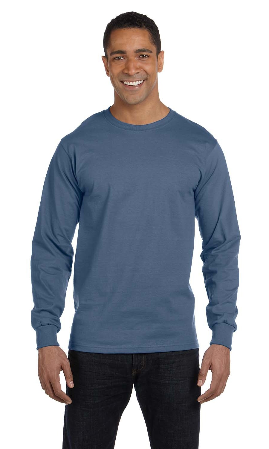 Le Hanes 61 oz Manches Longues Beefy-T Bleu DENIM 2TG
