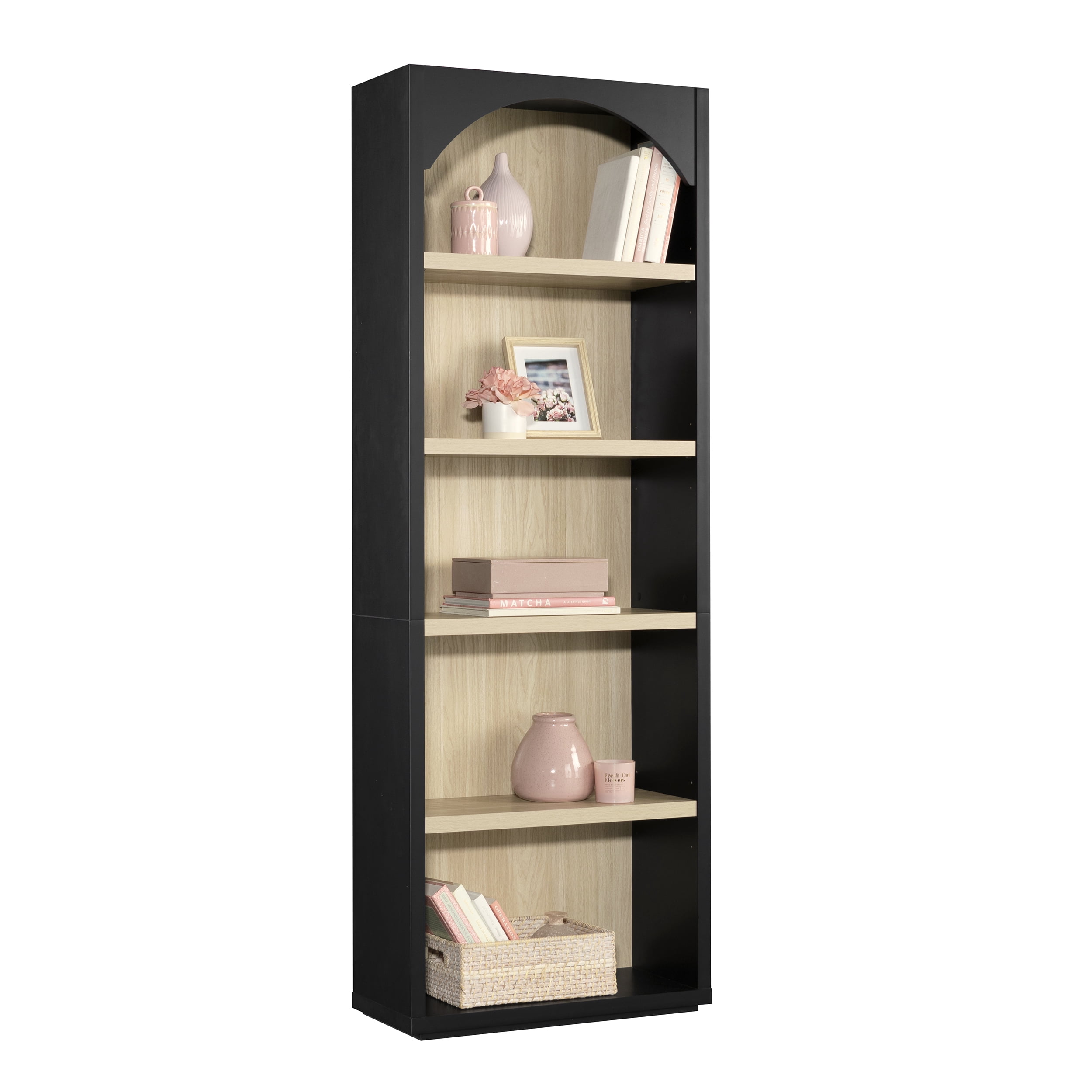 Mainstays Westley 5 Shelf Arch Bookcase, Black Finish