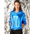 thumbnail image 2 of INSPIRE CHIC Women's Shiny Long Sleeve Zipper Hooded Metallic Jacket, 2 of 6