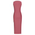 thumbnail image 5 of Robes d'Été pour les Femmes à la Mode Sans Manches Boho Cordon Côtelé Robe de Soleil Froissée Sexy Haute Fente Robe Maxi Bodycon, 5 of 5