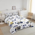 thumbnail image 2 of YST Kids Construction Truck Comforter Queen Size Boys Cartoon Cars Queen Bedding Set Machinery Excavator Tractor Equipment Cute Vehicles Blue Yellow Quilt, 2 of 5