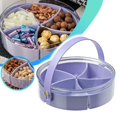 thumbnail image 1 of Stainless Steel Cutlery Set Divided Serving Tray With Lid And Handle Portable Snack Tray With Lid Snackle Box Charcuterie Container Snack Platters Organizer For Candy Fruits Snacks Purple, 1 of 7