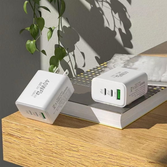 Cagogo Bloc USB-C à Moins de 5 $ 40 W, Bloc de Charge Rapide à 3 Ports avec Prise Murale, Adaptateur d'Alimentation Multiport Chargeur USB-C Type C pour Téléphone Intelligent Tête de Charge PD Multiport