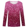 thumbnail image 1 of Girls Tshirts Spring Summer Long Sleeve Gradient Sequin Printed Round Neck Flash Shirt Girls Tops Hot Pink 2-3Years, 1 of 4