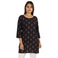 thumbnail image 1 of Moomaya Womens Tops Rayon Block Print Tunic 3/4th Sleeve Tunic Summer Blouse, 1 of 8