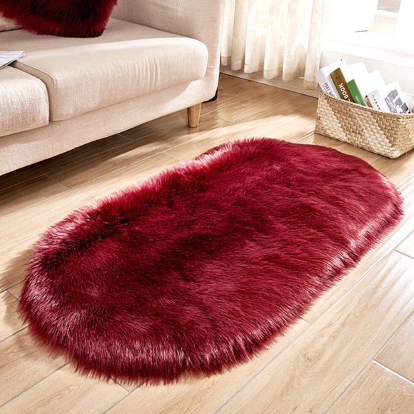 EIGTHTAIL Tapis en Fausse Fourrure, Couleur Unie, Petits Tapis de Zone, Tapis Duveteux en Peau de Mouton, Tapis Ovale, Tapis Shag Lavable à la Machine, Jetés pour Chambre de Bébé, Lit, Salon, Chambre d'Enfants