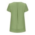 thumbnail image 4 of Birdeem T-Shirt à Manches Courtes en Chiffon Uni Décontracté Col en V pour Femmes, 4 of 5